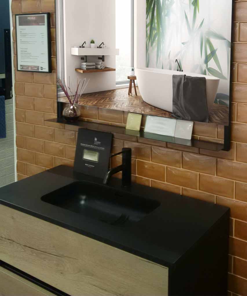 Mur en carreau Métro cuivré en verre